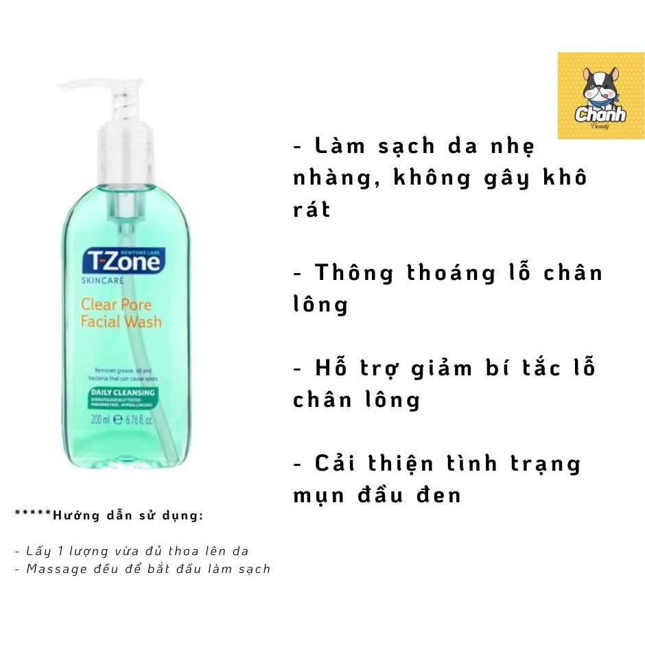 Sữa rửa mặt dạng gel sạch sâu dành cho da mụn T-Zone 200mL