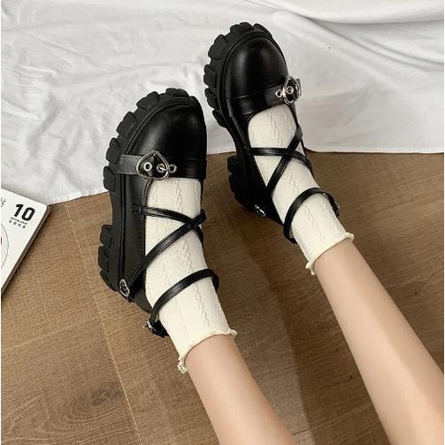 Jiashucheng Giày Sandal Mary Jane Bằng Da Phong Cách Preppy Nhật Bản Cho Nữ