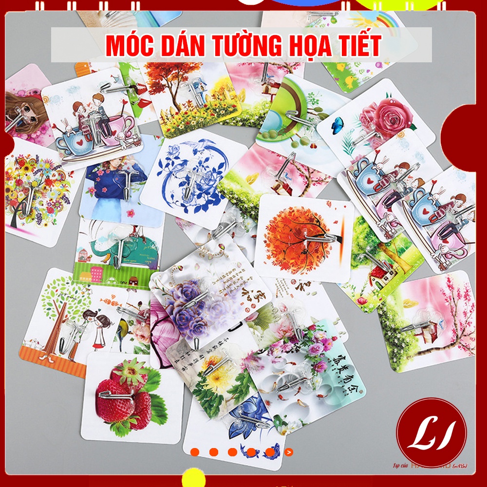 Set 10 chiếc Móc dán tường HỌA TIẾT, móc treo đồ tiện lợi, đa năng