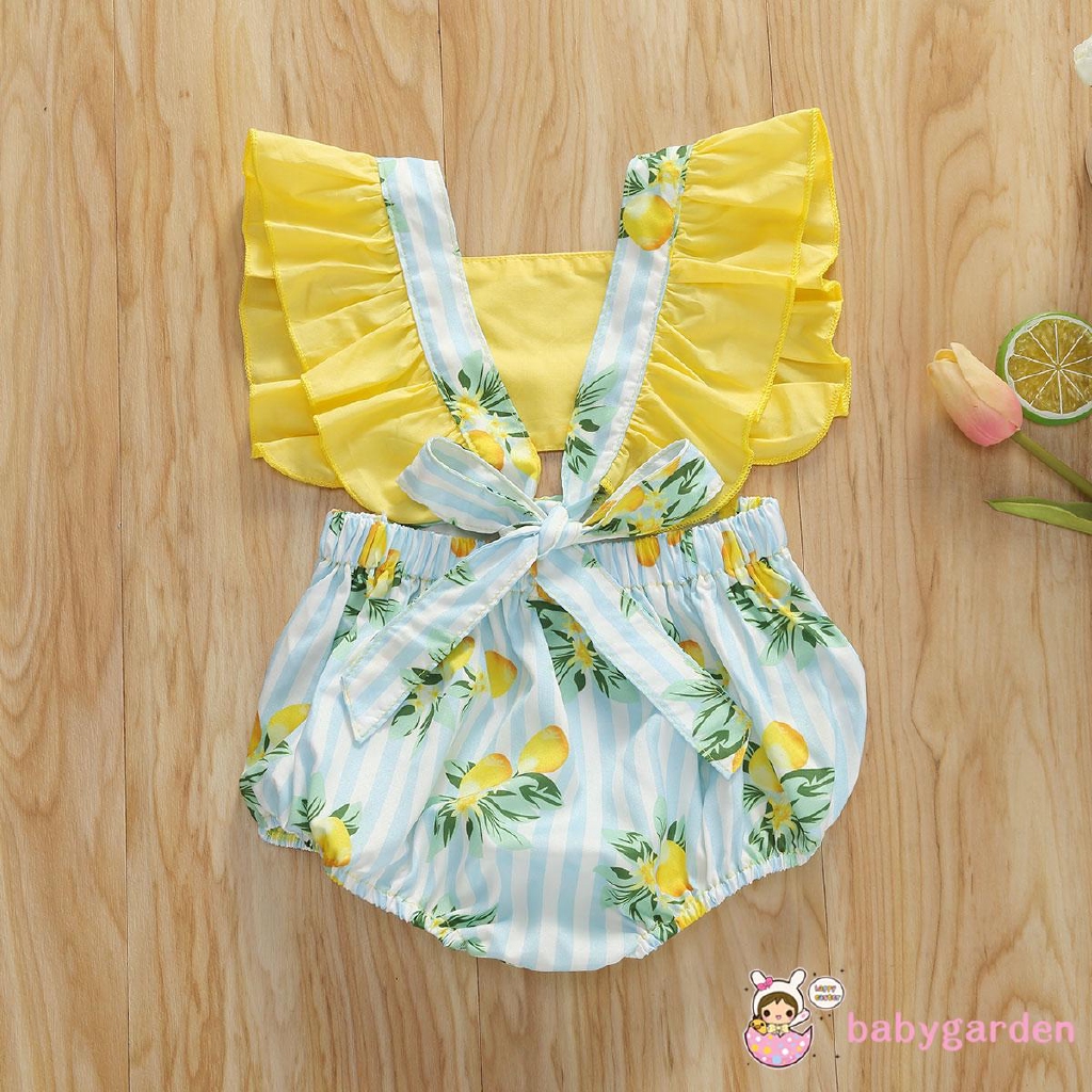 Áo liền quần bằng cotton họa tiết in thời trang mùa hè cho em bé