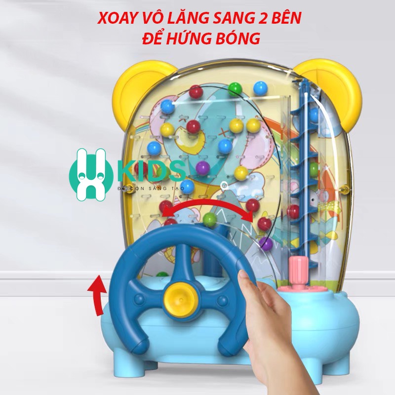 Máy hứng bi bắt bóng hình chú mèo dễ thương, đồ chơi vô lăng trẻ em rèn luyện sự tập trung của tay mắt