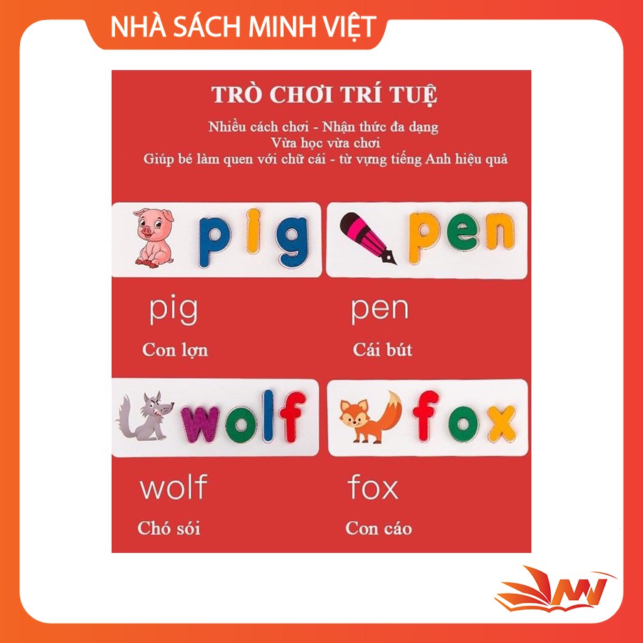 Bộ Spelling Game - Học Đánh Vần Chữ Cái Tiếng Anh Bộ Thẻ Học Ghép Chữ Bằng Gỗ Phiên Bản Mới Nhất