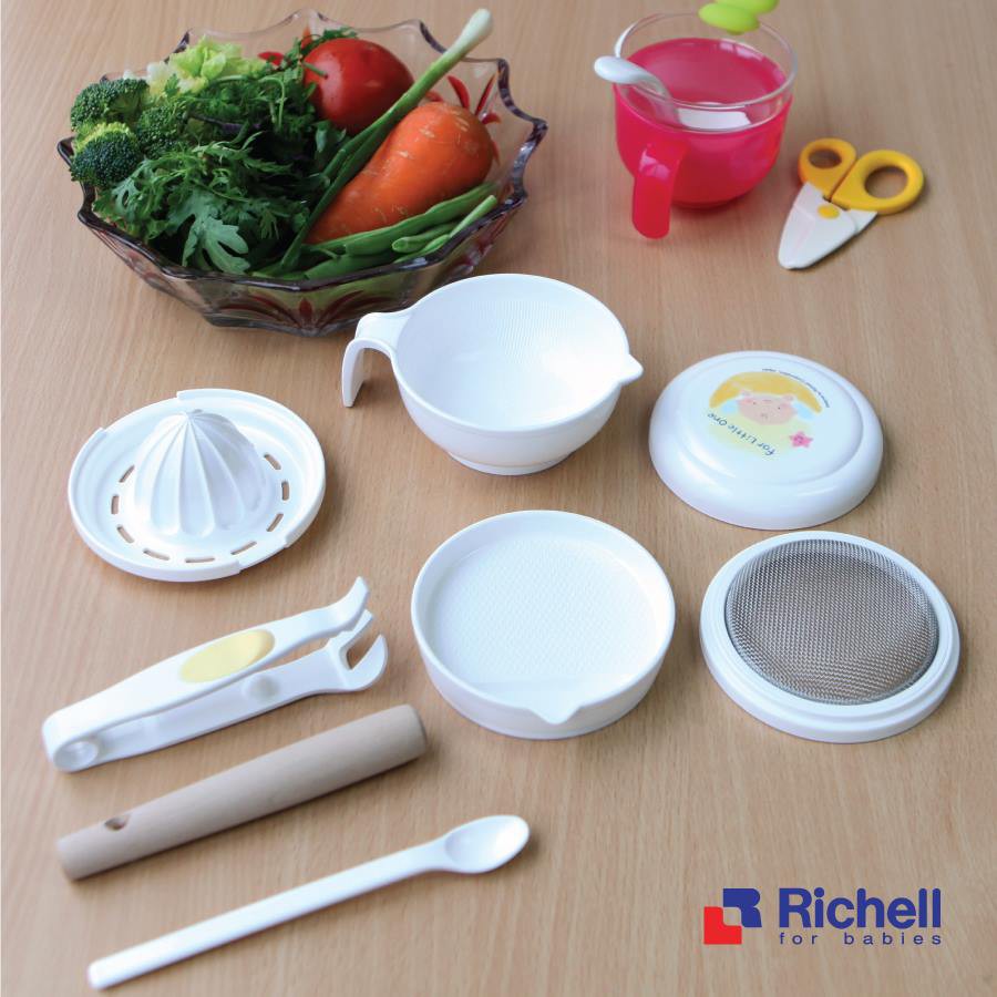 Bộ chế biến ăn dặm RICHELL RC53371, bộ chế biến ăn dặm chất liệu an toàn cao cấp - Monnie Kids