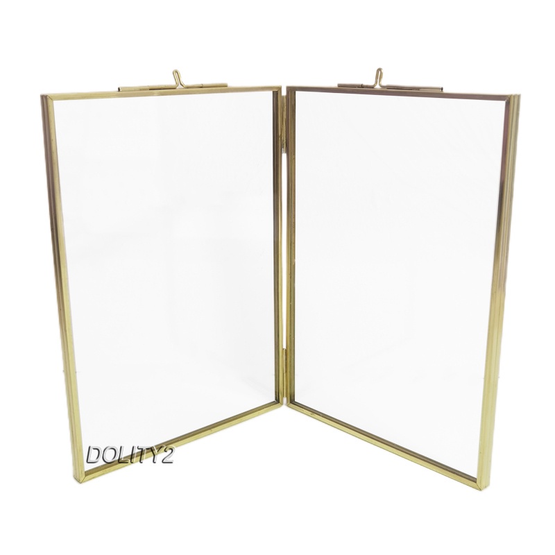 [Dolity2] Giá Đỡ Khung Ảnh Hai Mặt Màu Vàng Kim Trưng Bày