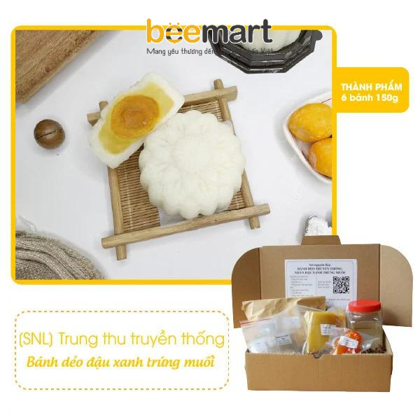 Combo Bánh Nướng Nhân Đậu Xanh Trứng Muối - Thành Phẩm 6 Bánh 150 GR nhà Beemart