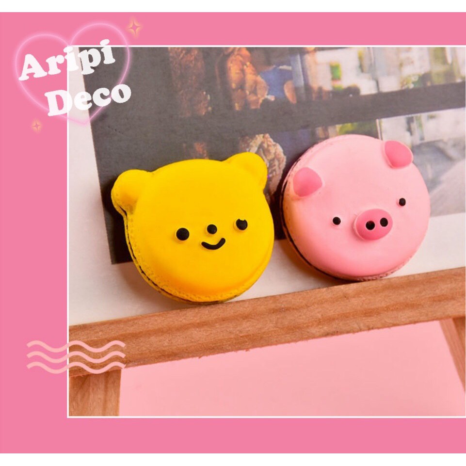 Charm bánh macaron thú cưng dễ thương gà gấu thỏ heo khỉ B15/Nguyên liệu làm phụ kiện handmade / resin