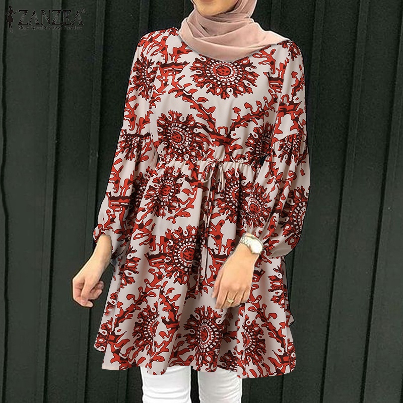 Zanzea Áo Kiểu Tay Dài Phồng Eo Co Giãn In Họa Tiết Đường Phố Thời Trang Cho Nữ