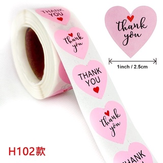 Lẻ 100 tem sticker thank you tim hồng size 2.5cm