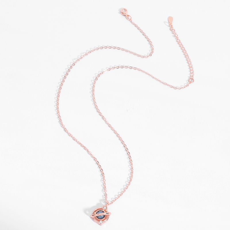 PINKDUDU Vòng cổ Thép Titan Mặt Hình Hành Tinh Đính Đá Hồng PD583