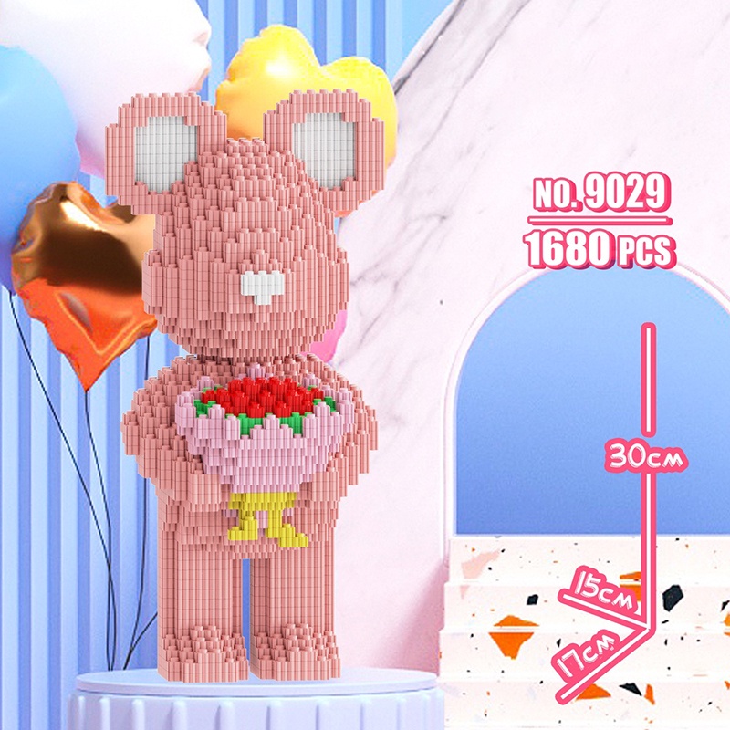 Bộ Đồ Chơi Lắp Ráp Mô Hình Gấu Và Hoa Hồng Cho Trẻ Em