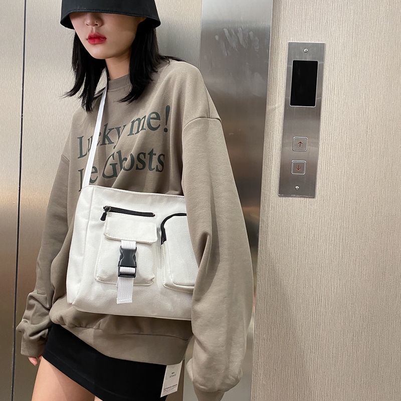 Túi Đeo Chéo Một Bên Vai Bằng Vải Bạt Phong Cách Harajuku Thời Trang Mới Dễ Phối Đồ Dành Cho Bạn Nữ 2022