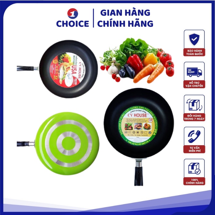 Chảo chống dính bếp từ vân đá mini sâu lồng size nhỏ CV House đủ cỡ 18cm đến 30cm