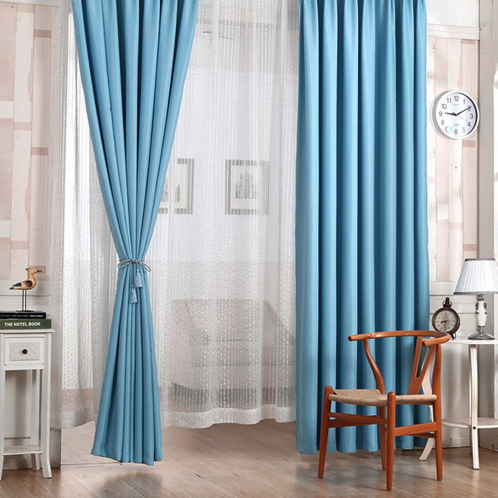 *Tre-home&amp;Living*Rèm cửa vải polyester màu trơn 100cm x 210cm kèm 4 móc sắt