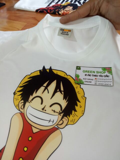 Áo thun luffy Chibi cười dễ thương ảnh thật chụp in tại shop