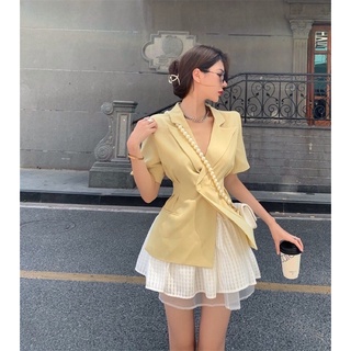 SET ÁO SƠ MI GIẢ VEST KÈM CHÂN VÁY PHỒNG