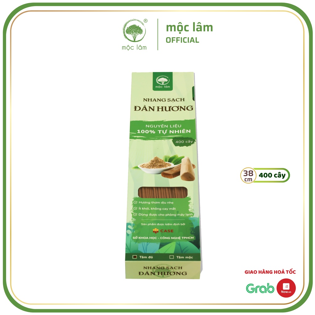 Nhang Sạch Đàn Hương MỘC LÂM 38cm 400 cây, Nhang Ít Khói Ít Tàn, Hương Thơm Dịu Ngọt Tự Nhiên
