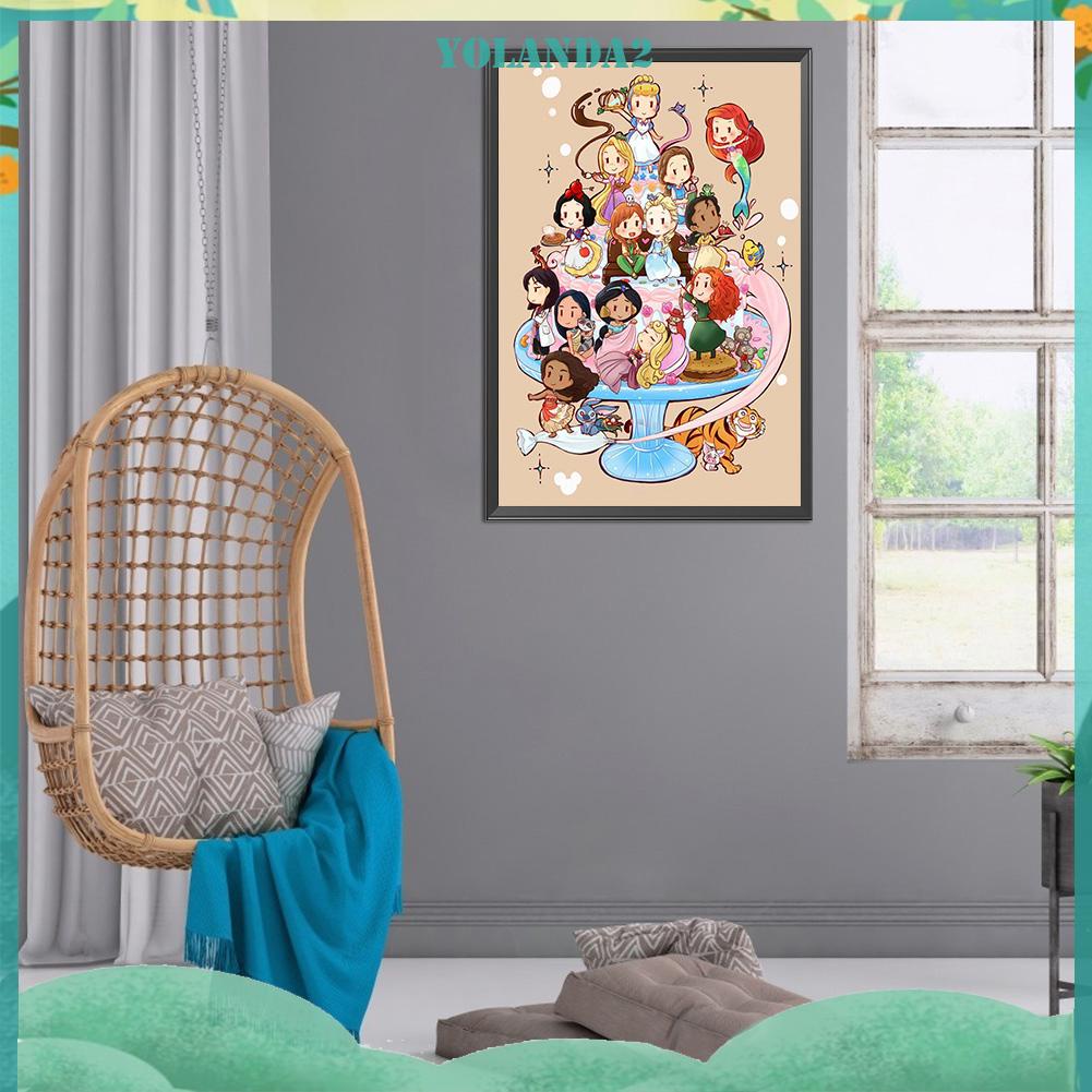 (canvas no printing)  Tranh thêu chữ thập đính đá hình công chúa hoạt hình 11CT