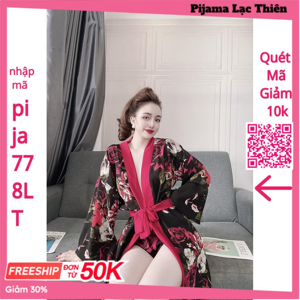 Áo Choàng Ngủ Voan Xuyên Thấu, Áo Choàng Ngủ Kimono Kèm Quần Gợi Cảm Quyến Rủ Cho Nữ. | BigBuy360 - bigbuy360.vn