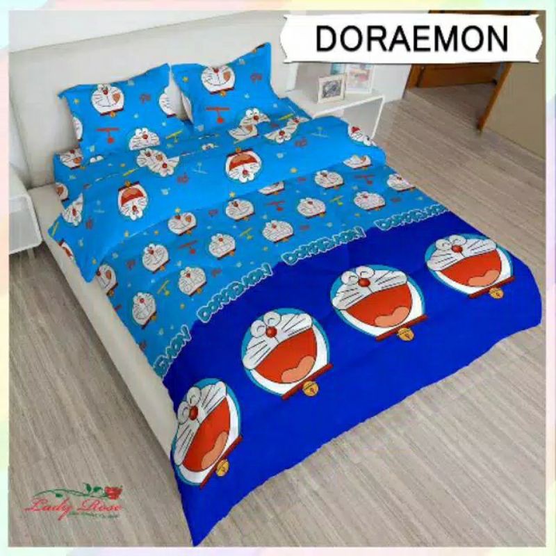 Bộ 4 Món Vỏ Chăn Ga Gối Đệm Vải Lanh 180x200 B4 In Hình Doraemon / Hoa Hồng / Doraemon Dễ Thương Cho Nữ