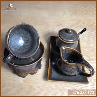 Bộ ly sứ Cafe cappuccino 185ml [Cốc cà phê gốm sứ LOTUS GOM]