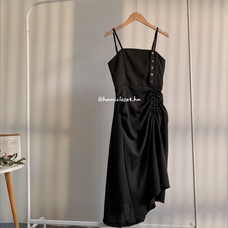 Váy đầm hai dây rút eo chất siêu mịn đẹp hàng có size mã V001