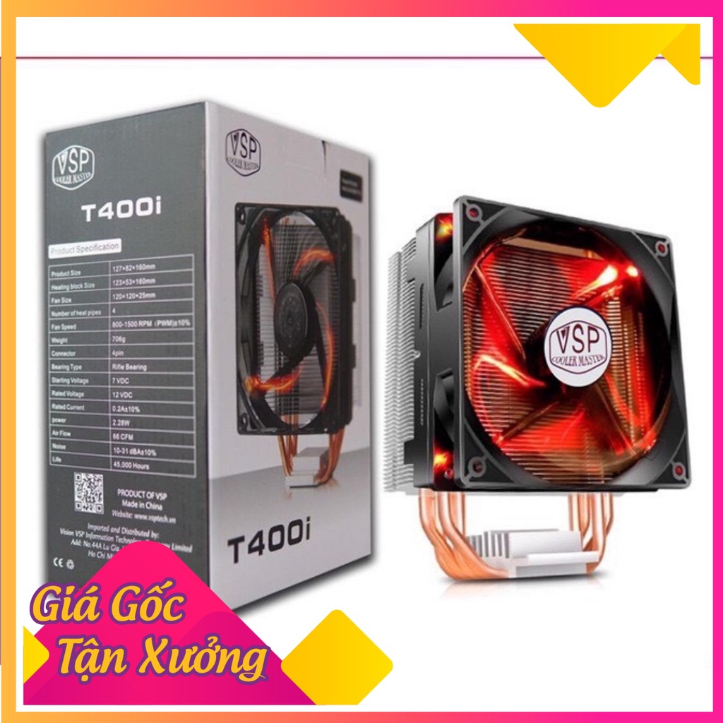 Quạt tản nhiệt PC, tản nhiệt CPU, tản khí T400i led RGB chính hãng 12cm hỗ trợ cả Intel và AMD AM4 - 𝓢𝓱𝓸𝓹 𝓢𝓸́𝓲 𝓗𝓸𝓪𝓷𝓰