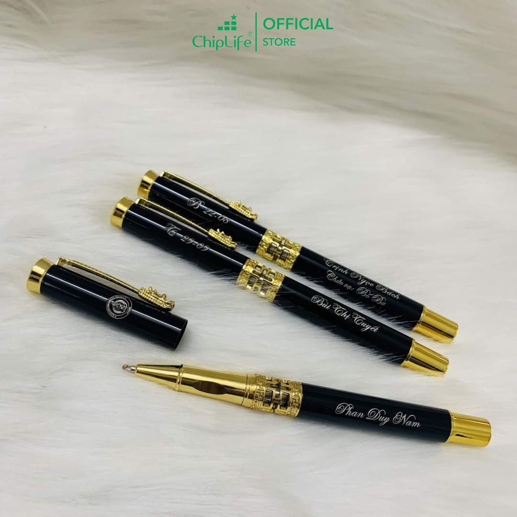 Bút ký kim loại nắp đầu rồng viền chữ thập CHIPLIFE RP01 khắc tên - Ngòi bút 0.5mm mực gel màu xanh