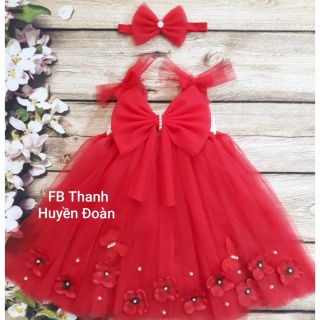 Váy tutu công chúa Đỏ Nơ tay cột nơ