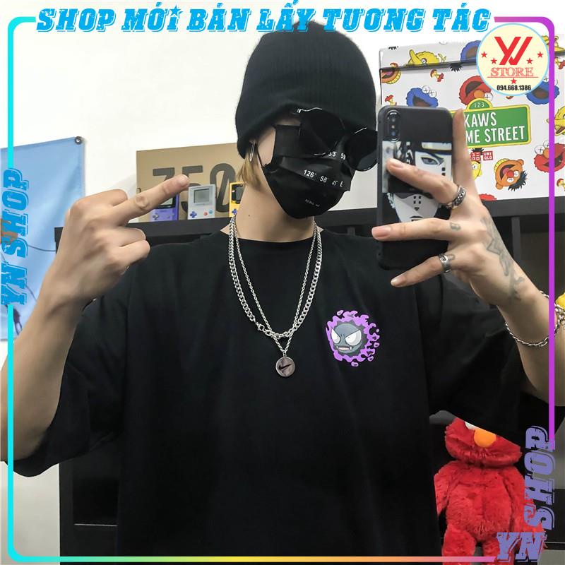 Áo thun nam nữ tay lỡ quả cầu lửa tím in tim , áo phông form rộng unisze phong cách ulzzang YNSHOP