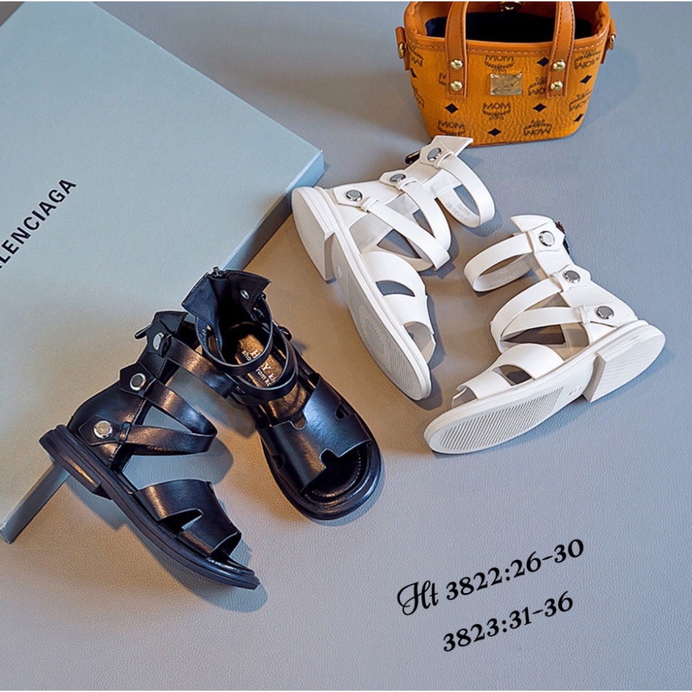 % ẢNH THẬT⚡️Giày Sandal binh sỹ bé gái - Sandal bé gái cao cổ phong thái korea chất da PU mềm dẻo êm chân