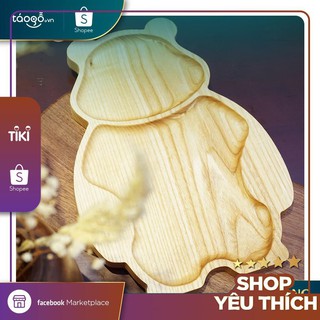 Khay gỗ trang trí hình chú gấu
