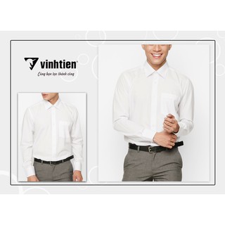 Áo sơ mi nam tay dài vạt ngang Regular Vĩnh Tiến 330 - Màu trắng