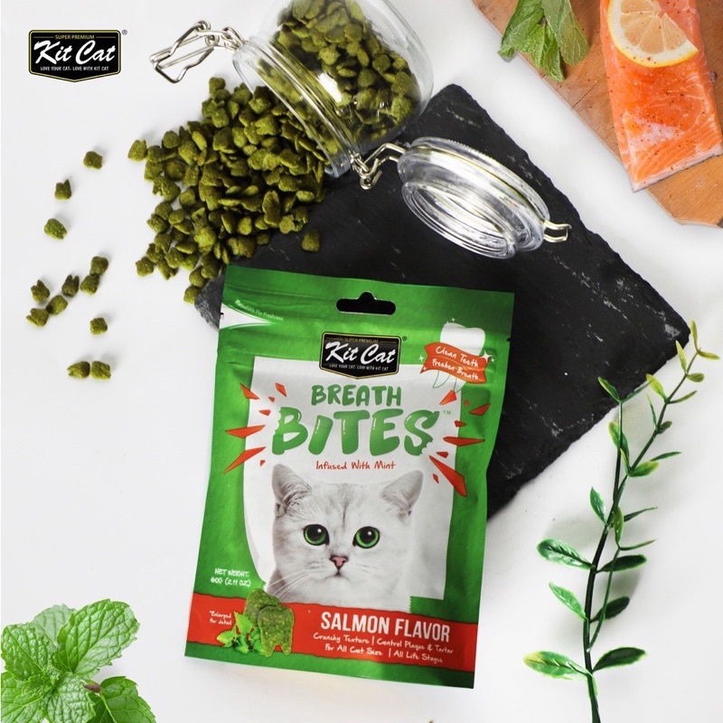 [ 60g ] Snack Kitcat Breath Bites - Sạch răng, Thơm miệng cho mèo