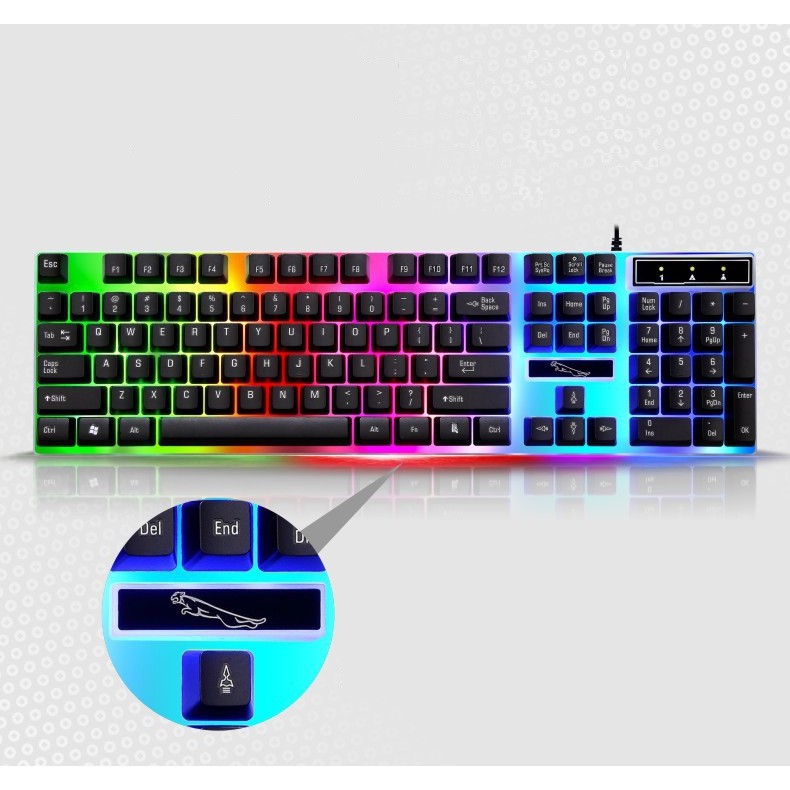 Bàn phím máy tính có LED kèm chuột G21, bàn phím giả cơ giá rẻ led sáng dùng ban đêm