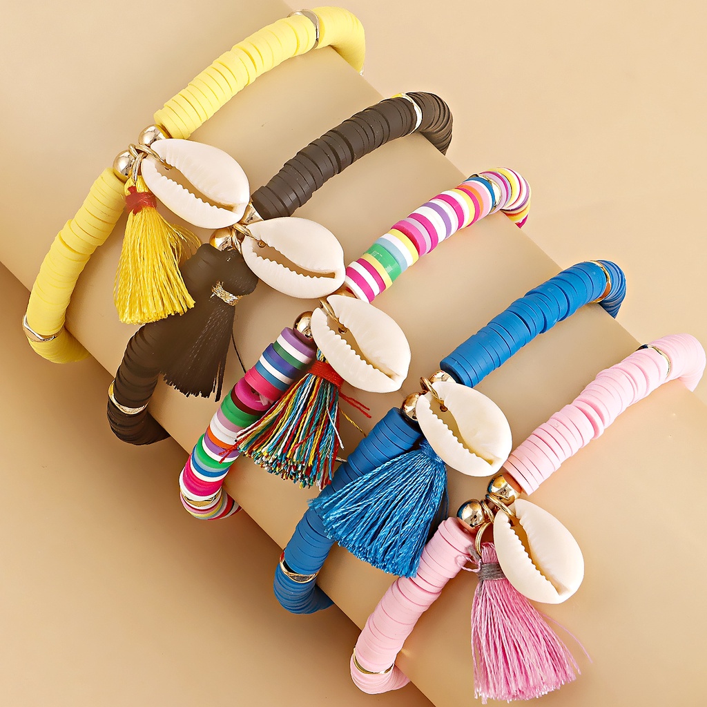 Vòng Đeo Tay Chuỗi Hạt Gốm Nhiều Màu Mềm Mại Phong Cách Cổ Điển