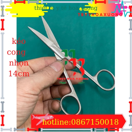 [Hàng Chính Hãng] Kéo Y Tế Cong Nhọn 2 Đầu 14cm - Kéo Cắt Chỉ  Pakistan