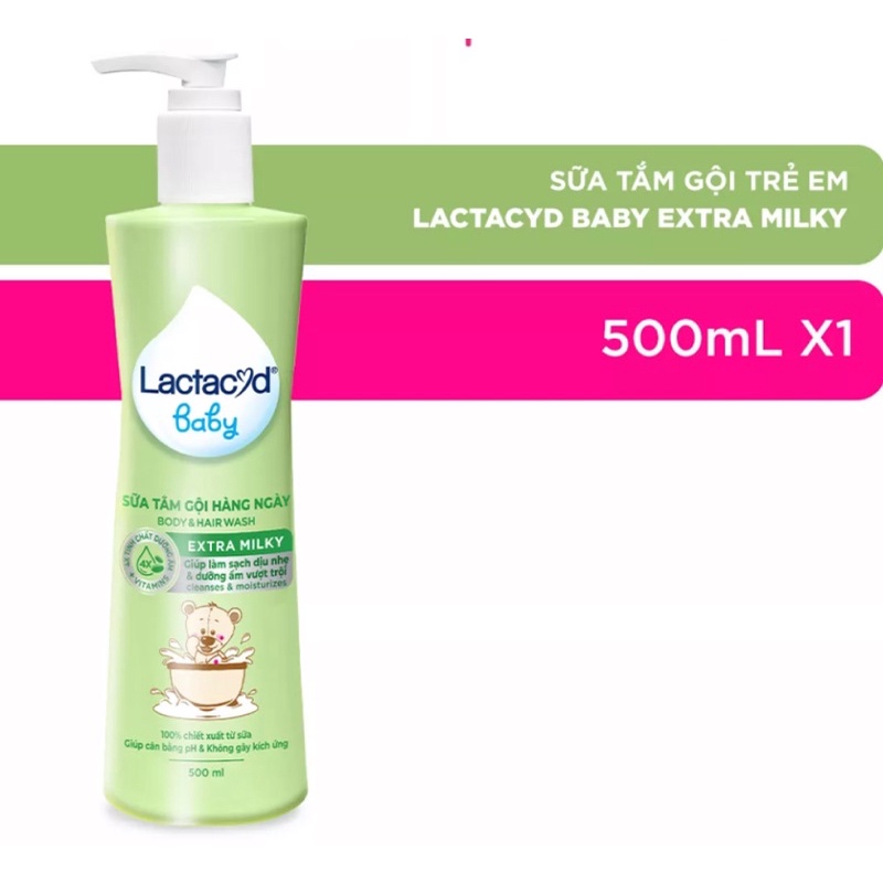 SỮA TẮM GỘI TRẺ EM LACTACYD BABY EXTRA MILKY 500ML - 250ML