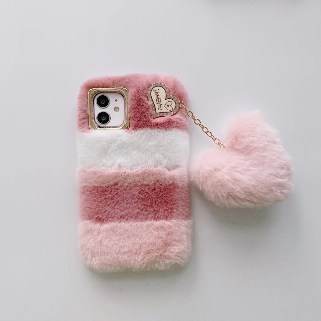 Soft Plush Case iPhone 12 12 Pro 12 Pro Max Pink Girl loving TPU Casing 11 Pro Max 7 8 Plus Sweet Heart Hanging Case X XS XR XS MAX Fashion Casing Comfortable Phone Cover