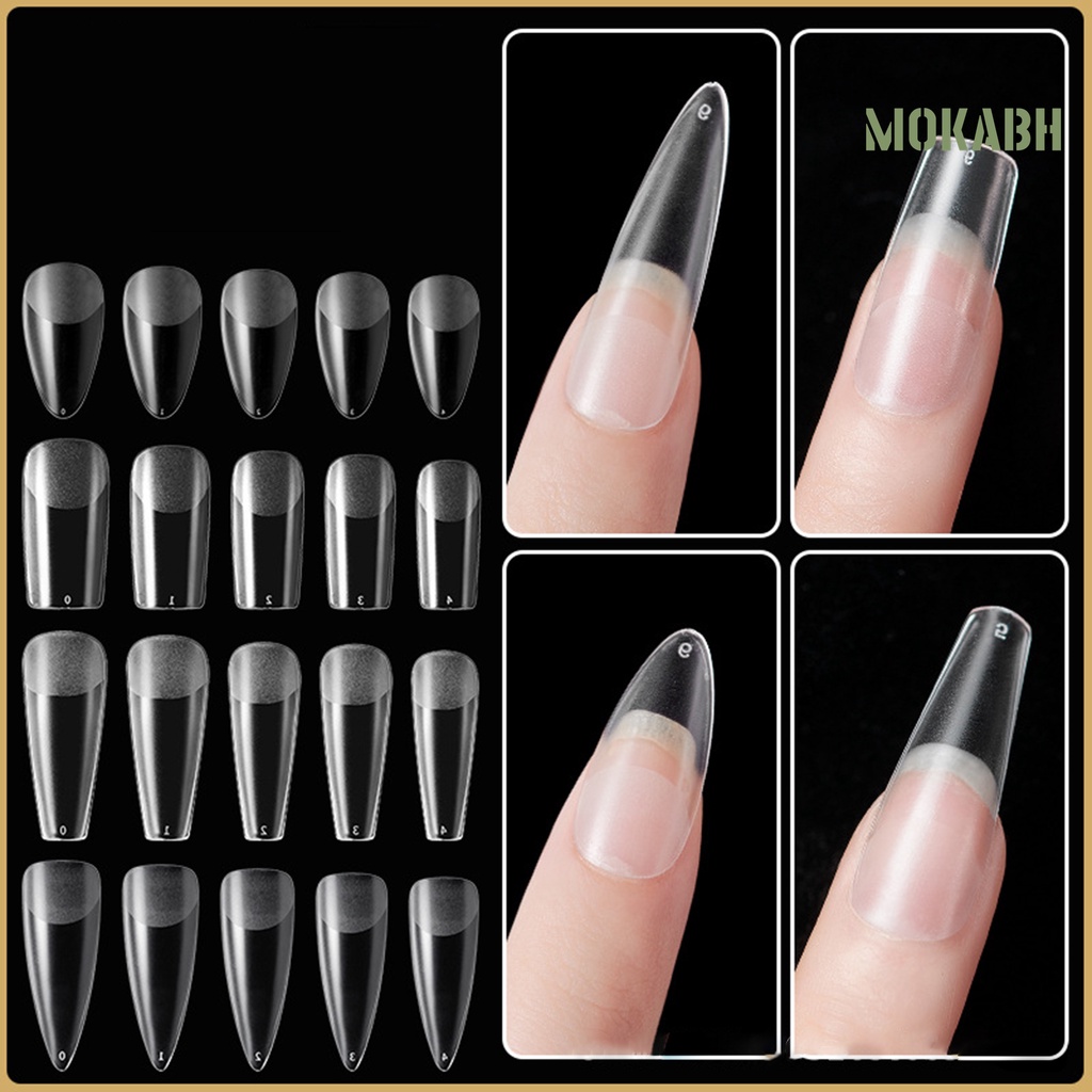Set 120 Móng Tay Giả Nối Dài Che Nửa Độ Trong Suốt Hình Giọt Nước