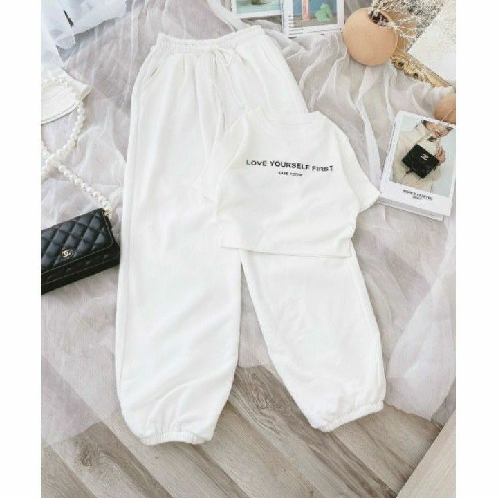 Set bộ nữ croptop kèm quần pants, bộ quần áo kiểu xì tin - KCH