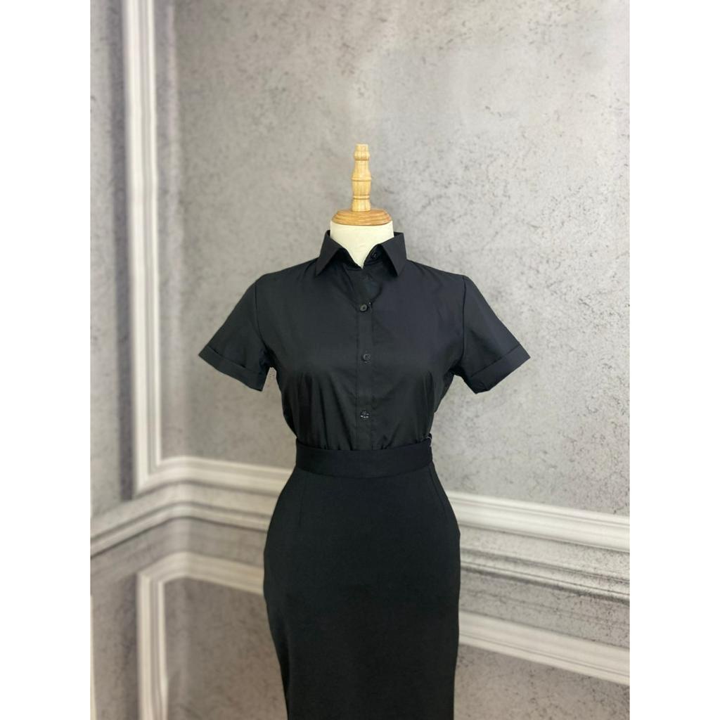 Áo Sơ Mi Nữ Trơn Trắng Ngắn Tay Công Sở Mặc Mát SMNTC