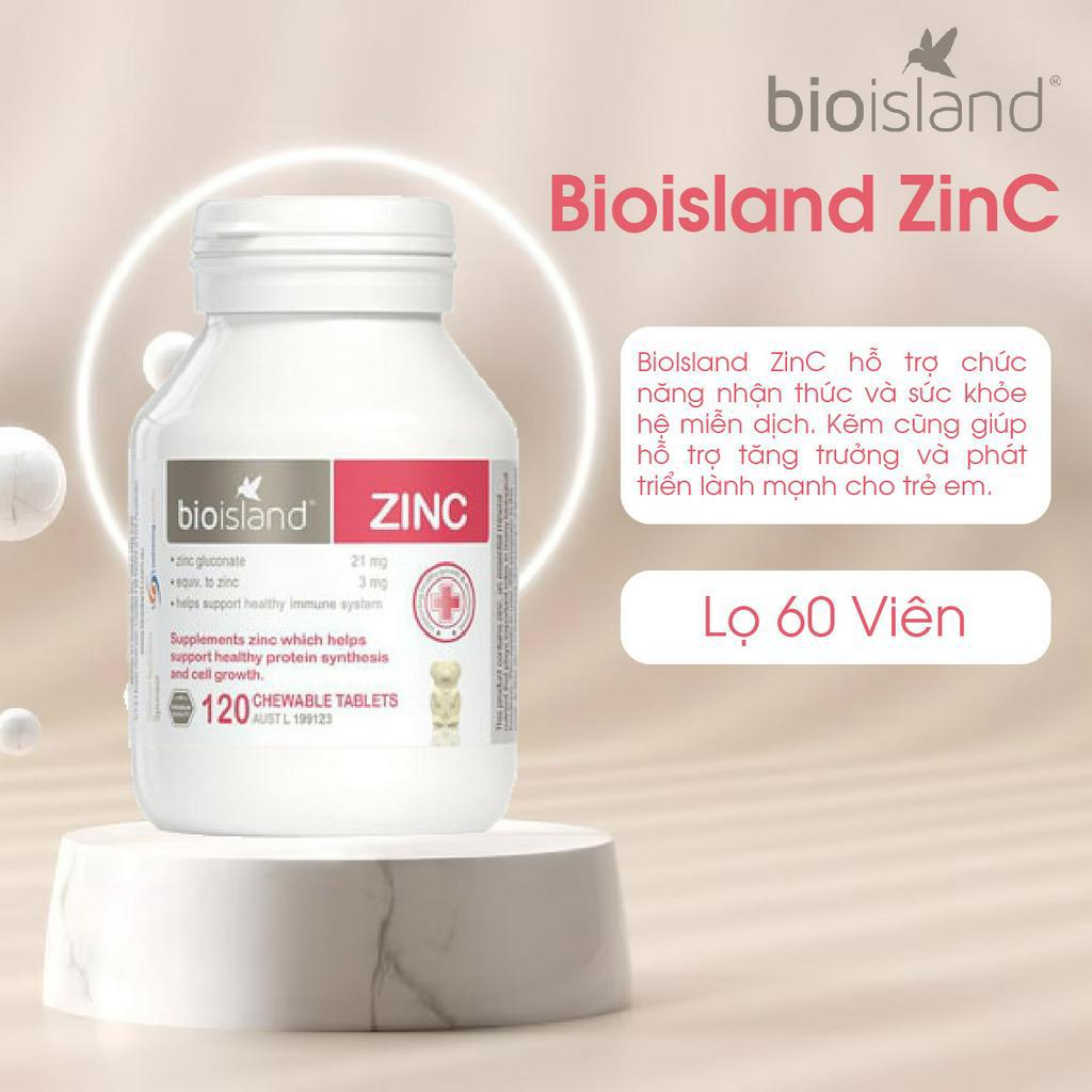 Viên nhai bổ sung kẽm Bio Island Zinc hỗ trợ tăng cường đề kháng, giúp bé phát triển toàn diện 120 viên của Úc