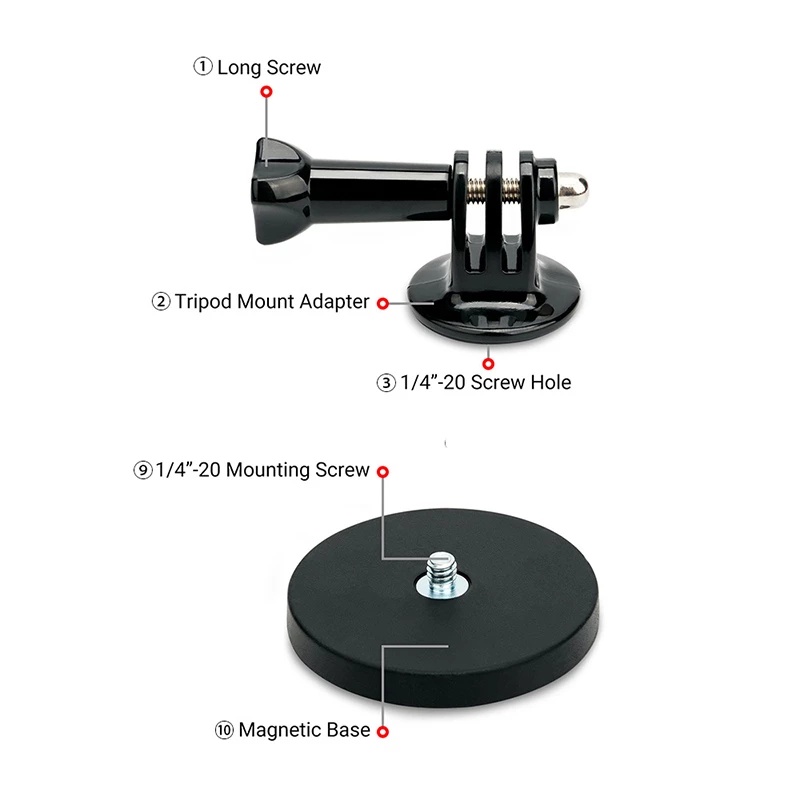 Bộ Giá Đỡ Máy Ảnh GoPro Hero 11 10 9 8 DJI Osmo Action 2 Có Nam Châm Tháo Lắp Nhanh