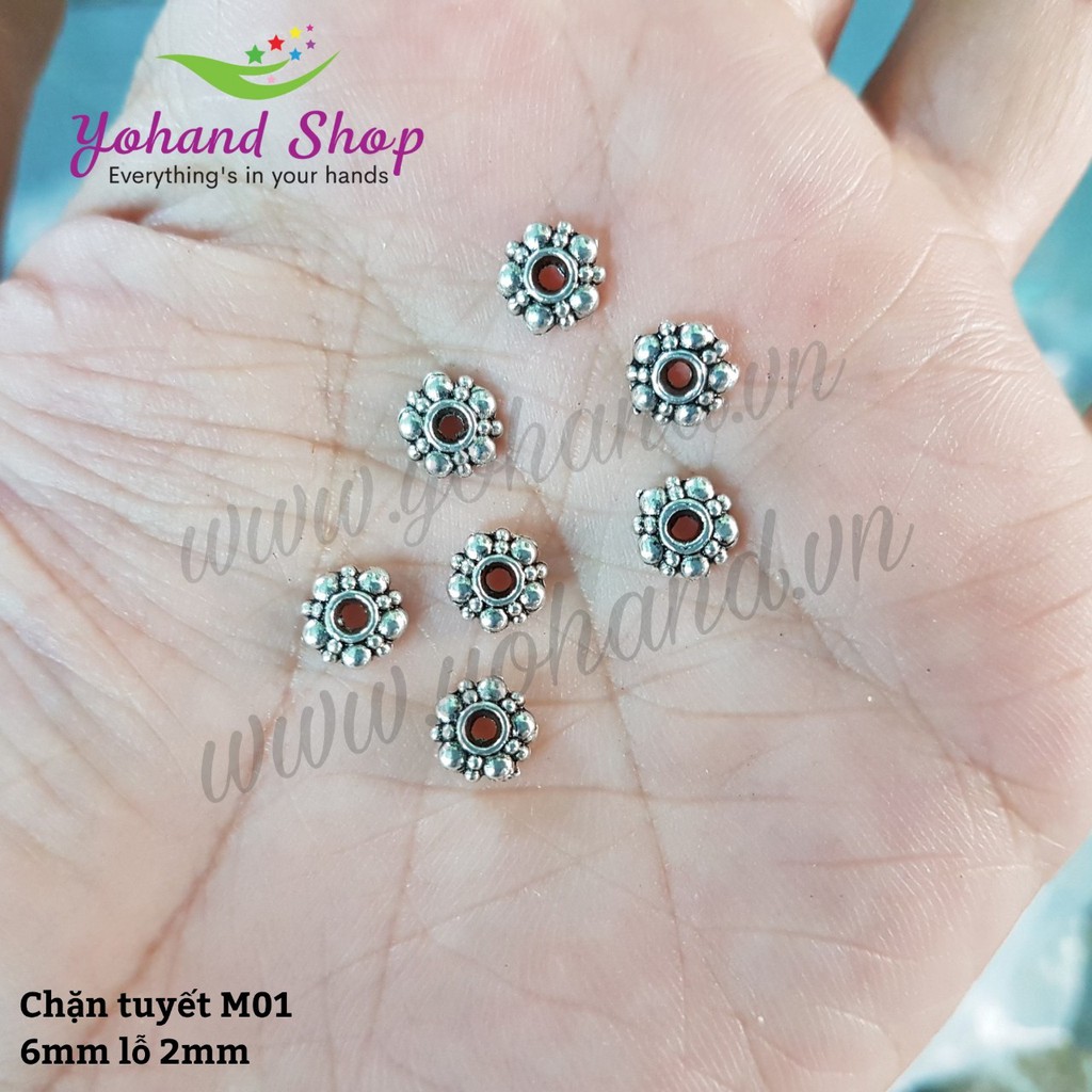 Mặt dây chặn hoa tuyết 6mm M01 ( gói 20 cái)