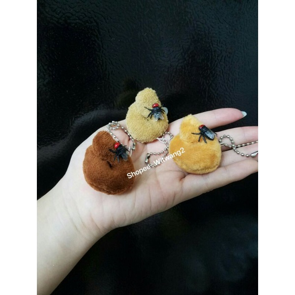Móc chìa khóa hình cục shit con ruồi đậu nhồi gấu bông xinh xắn