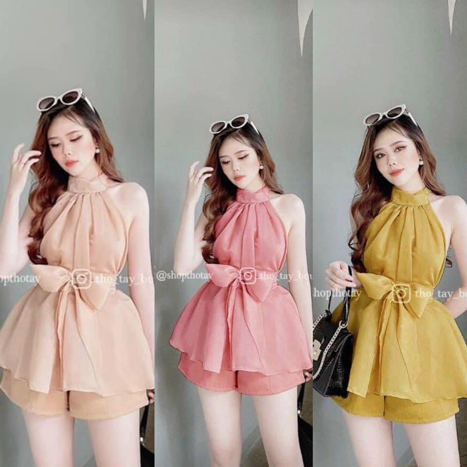 SÉT BỘ TƠ 2 LỚP NƠ CỘT EO KÈM QUẦN