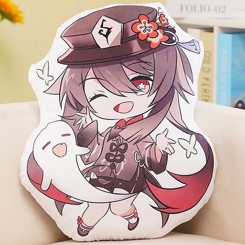 Gối ôm gấu bông in 2 mặt chibi hu tao genshin impact
