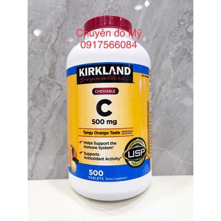 Date T1/2024_ Viên Nhai Vitamin C 500mg Kirkland Signature 500 Viên của Mỹ