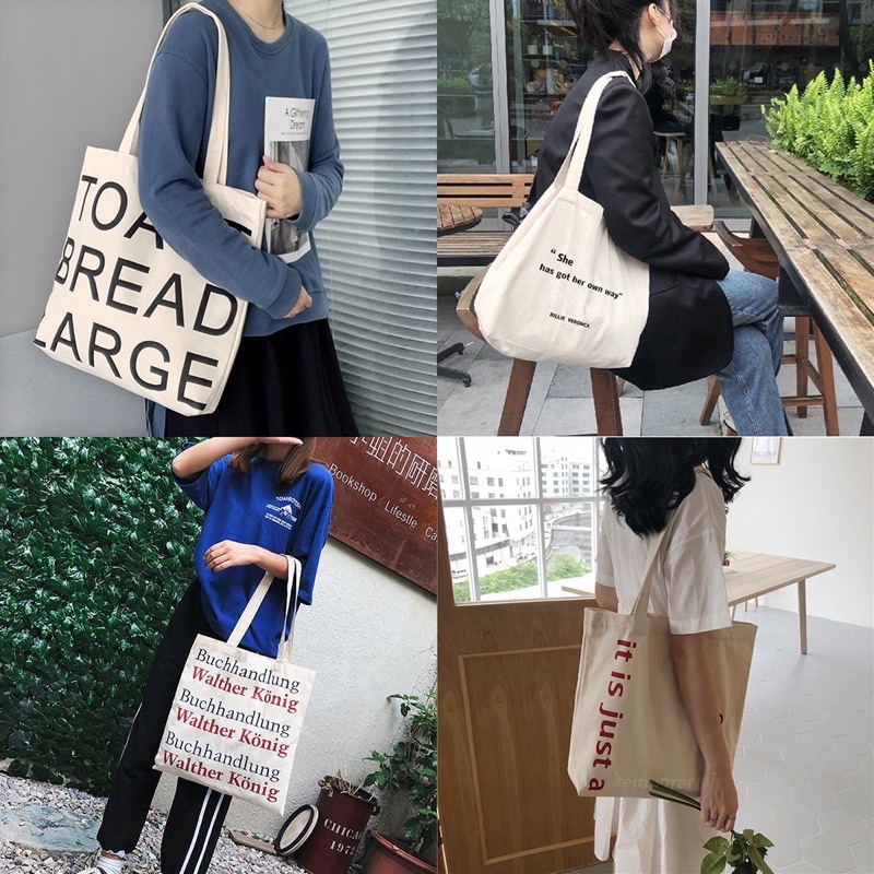 Túi tote , túi vải CANVAS đựng đồ cỡ Lớn phong cách Hàn Quốc