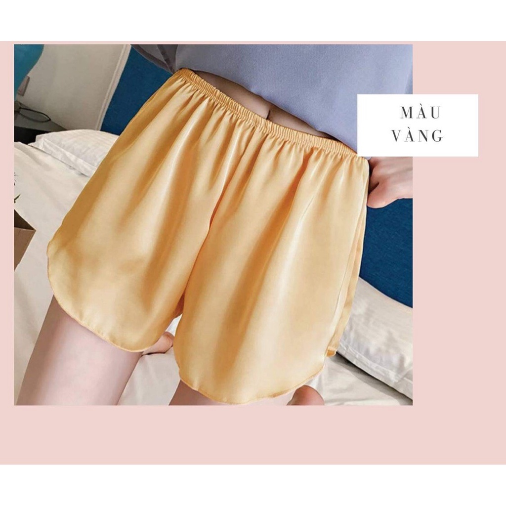 Quần đùi nữ lụa ngủ cao cấp -  Chất Lụa Mềm Mịn Mát - Quần short sooc bigsize sang chảnh thoáng mát từ 40kg đến 85kg